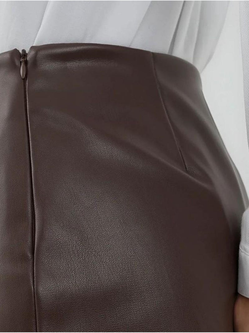 Mini-jupe taille basse en similicuir hiccup Rouge bordeaux - Kiabi