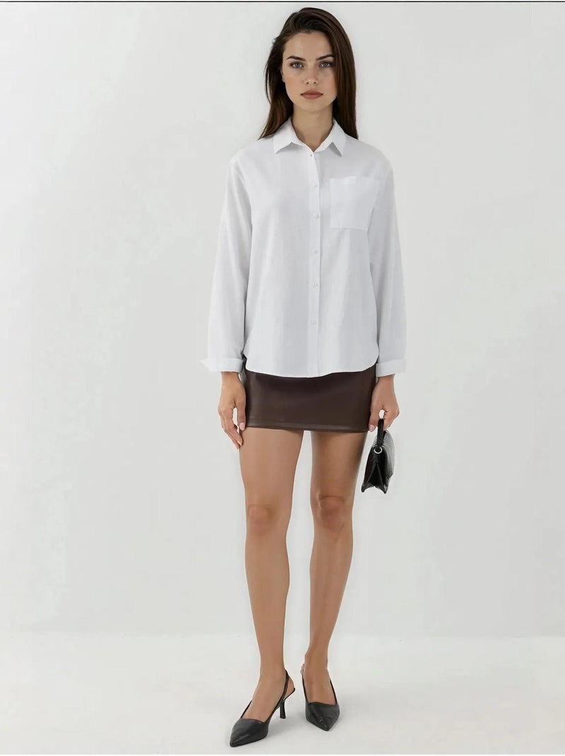 Mini-jupe taille basse en similicuir hiccup Rouge bordeaux - Kiabi