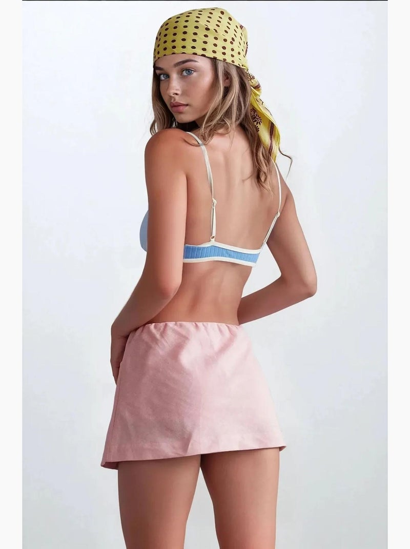 Mini-jupe taille basse hiccup Rose clair - Kiabi