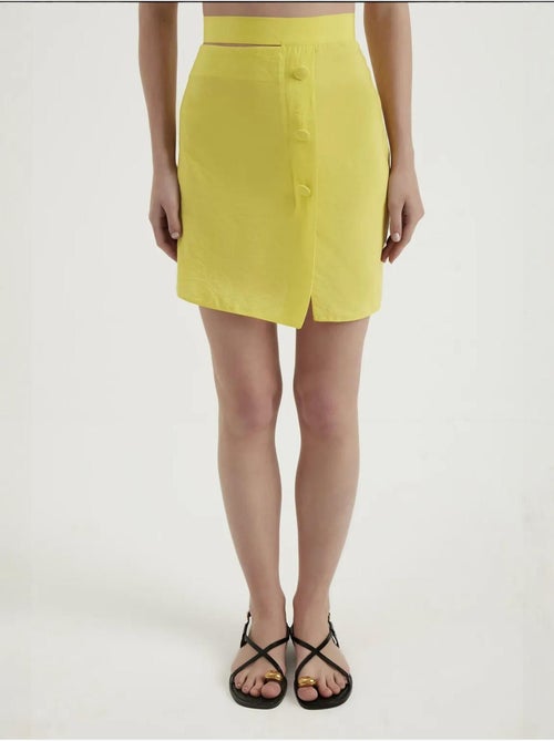 Mini-jupe taille haute avec boutons latéraux hiccup - Kiabi