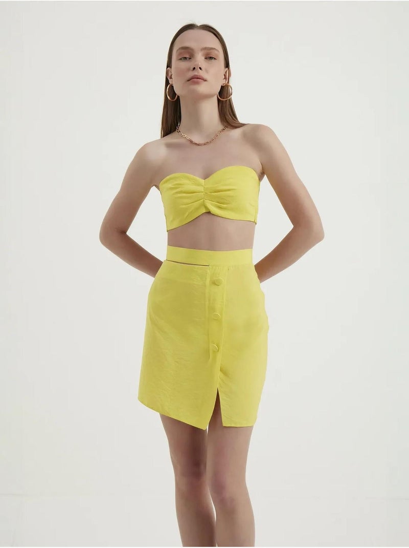 Mini-jupe taille haute avec boutons latéraux hiccup Jaune - Kiabi