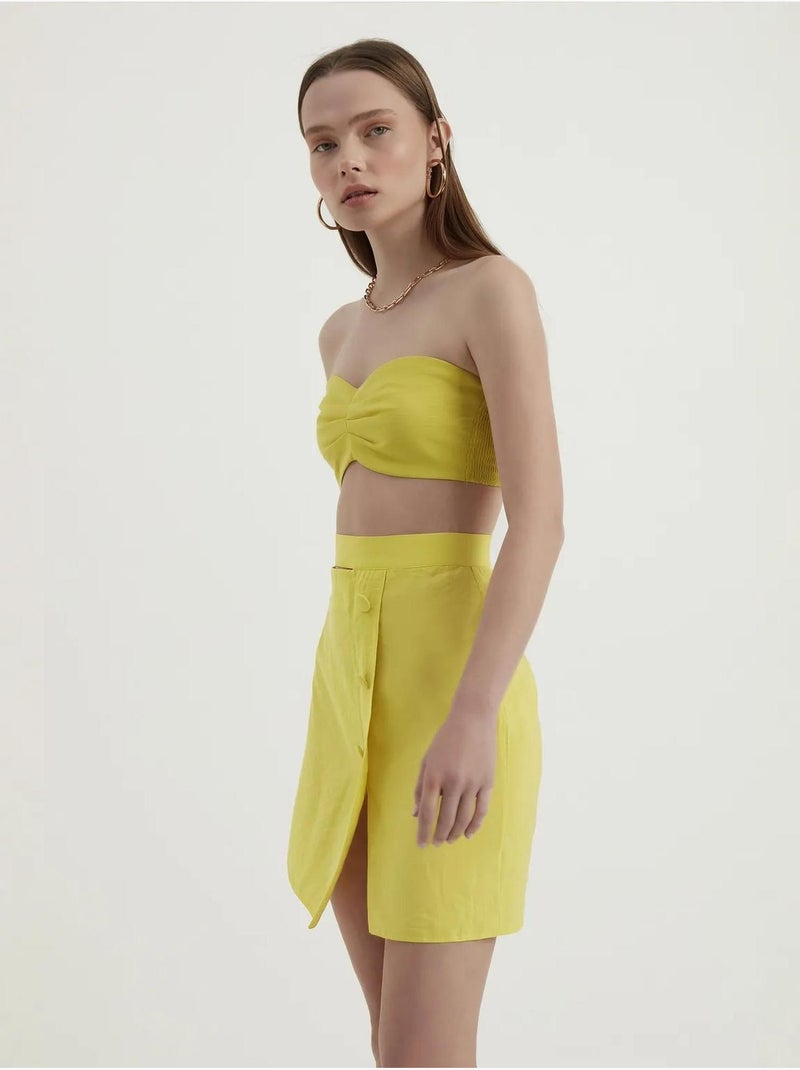 Mini-jupe taille haute avec boutons latéraux hiccup Jaune - Kiabi