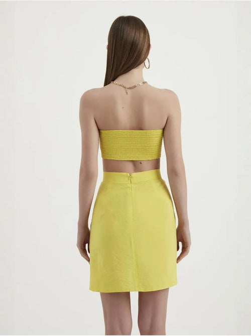 Mini-jupe taille haute avec boutons latéraux hiccup - Kiabi