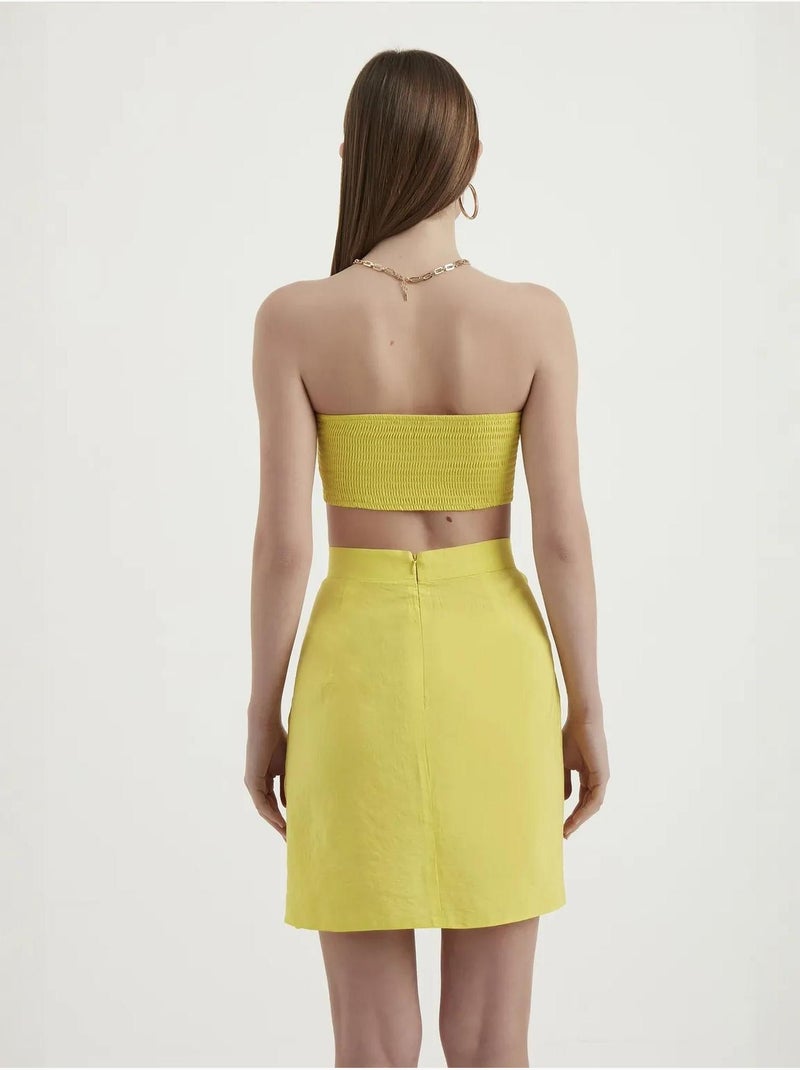 Mini-jupe taille haute avec boutons latéraux hiccup Jaune - Kiabi