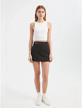 Mini-jupe taille haute avec détail ceinture hiccup