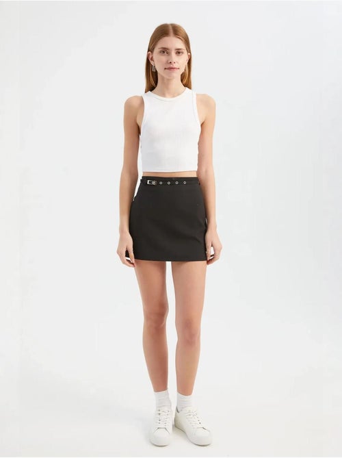 Mini-jupe taille haute avec détail ceinture hiccup - Kiabi