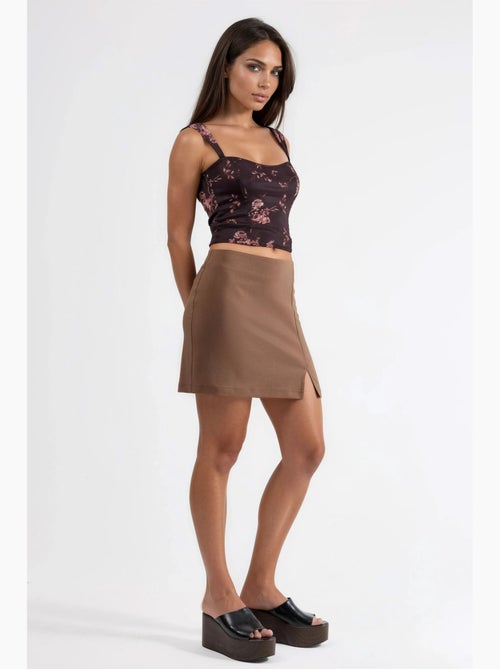 Mini-jupe taille haute avec fermeture éclair hiccup - Kiabi