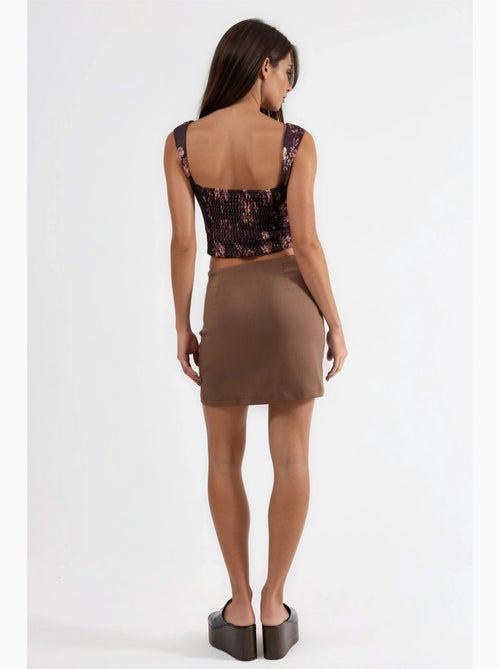 Mini-jupe taille haute avec fermeture éclair hiccup - Kiabi