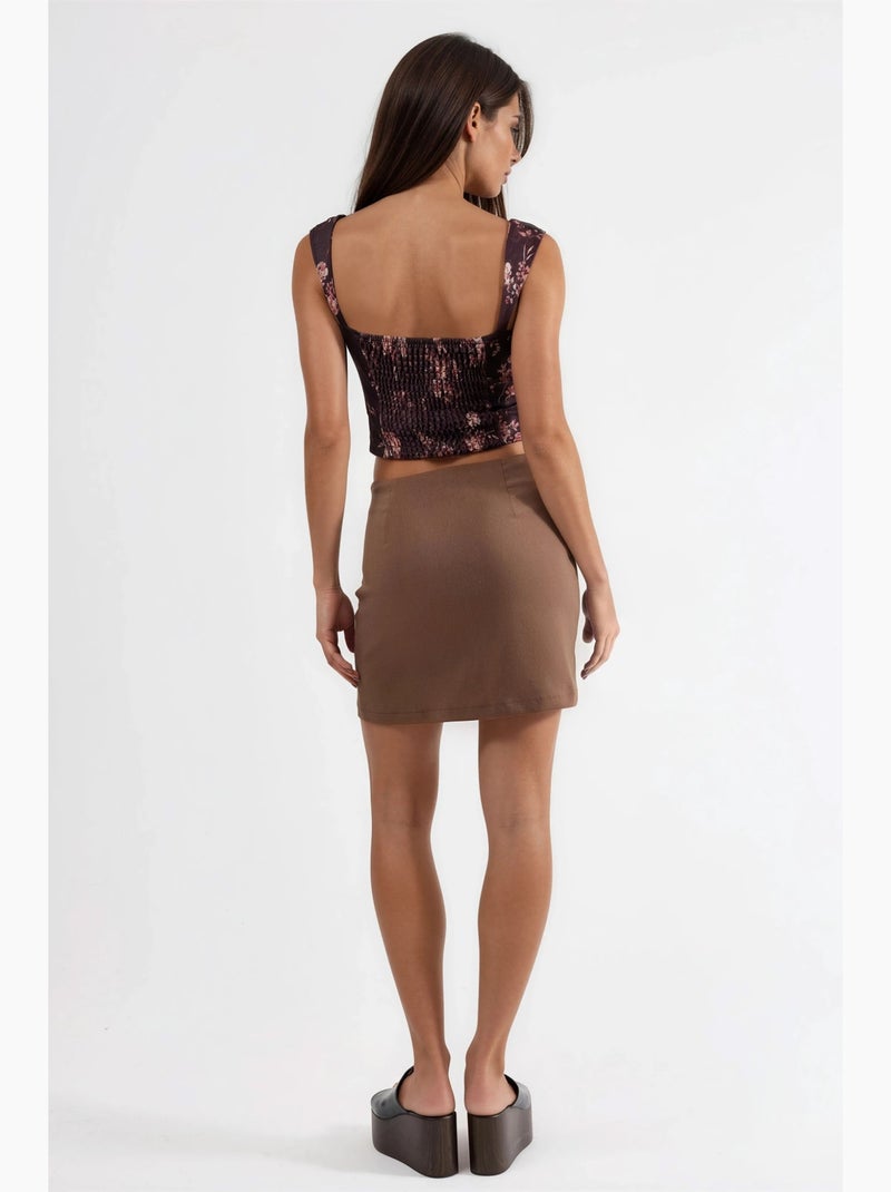 Mini-jupe taille haute avec fermeture éclair hiccup Marron foncé - Kiabi