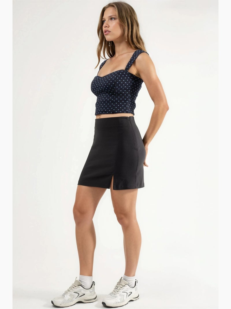 Mini-jupe taille haute avec fermeture éclair hiccup Noir - Kiabi