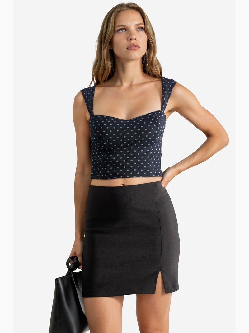 Mini-jupe taille haute avec fermeture éclair hiccup Noir - Kiabi