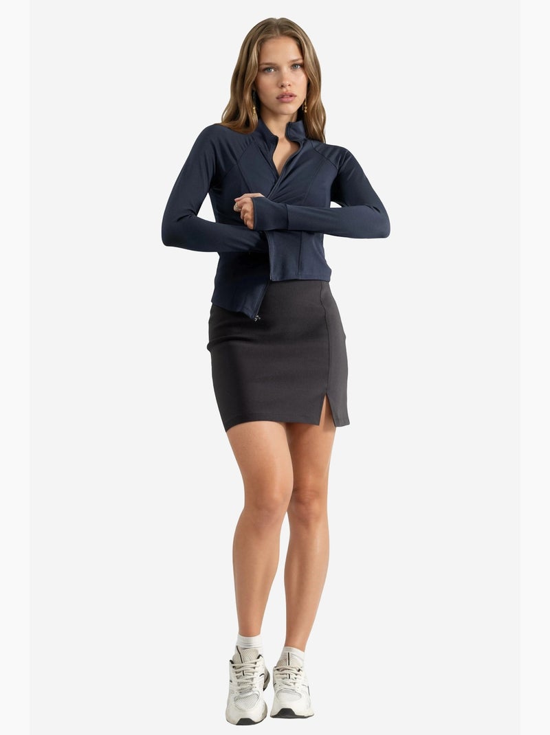 Mini-jupe taille haute avec fermeture éclair hiccup Noir - Kiabi
