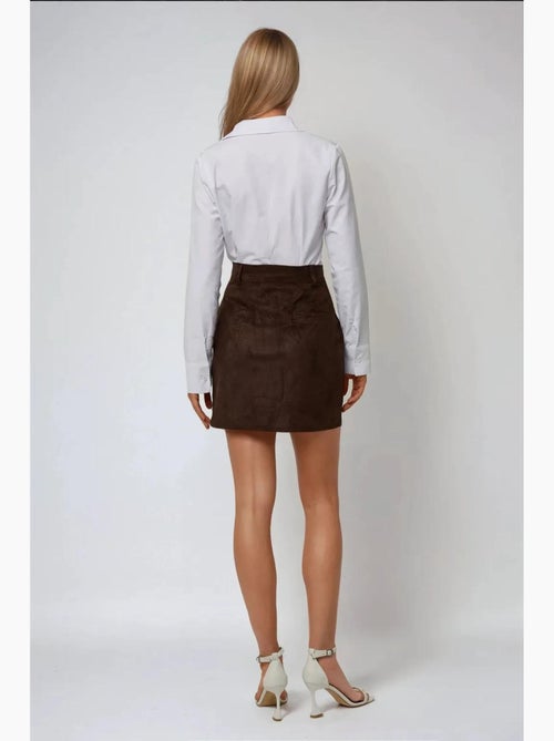 Mini-jupe taille haute en faux daim hiccup - Kiabi
