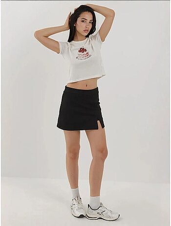 Mini-jupe texturée avec taille élastique hiccup