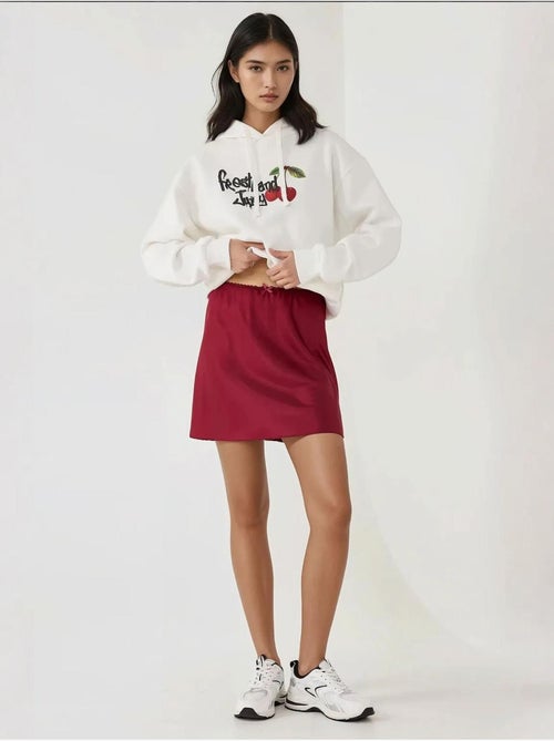 Mini-jupe trapèze en satin doux - Kiabi