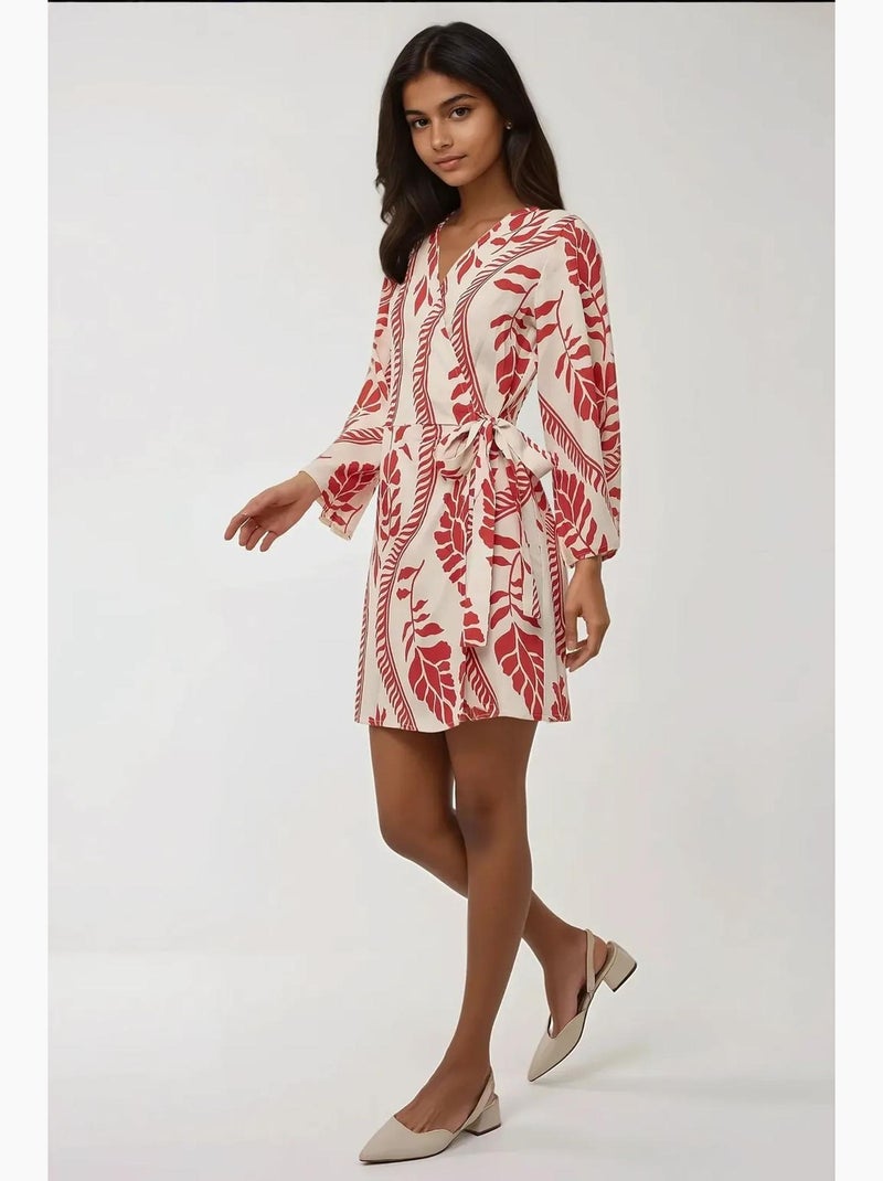 Mini-jurk met bloemen v-hals hiccup Multicolor - Kiabi