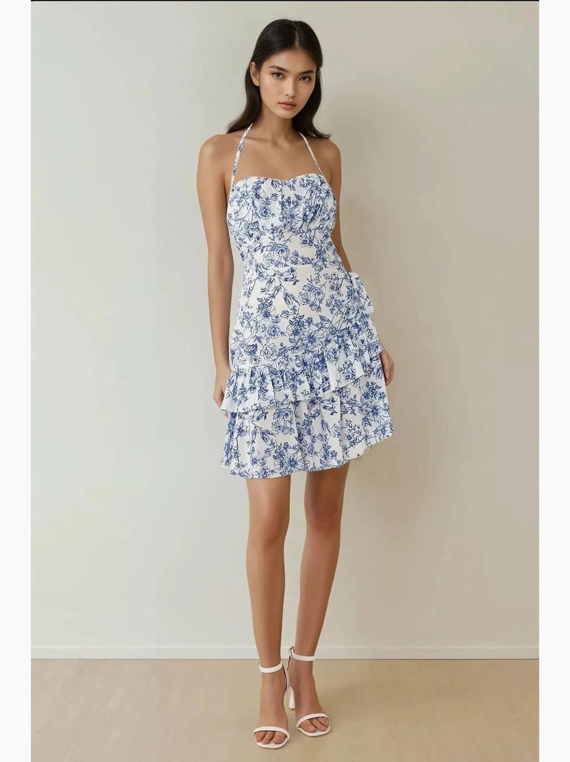 Mini-jurk met bloemenpatroon hiccup Blauw - Kiabi