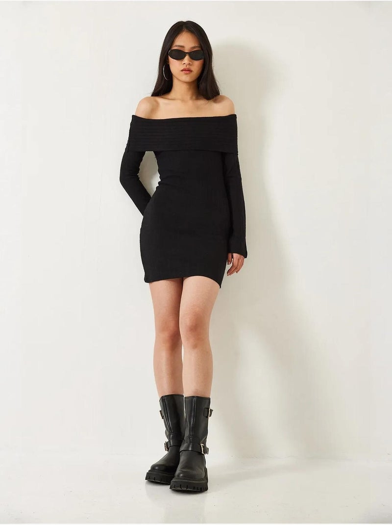 Mini-jurk met blote schouders in slim fit lucci Zwart - Kiabi