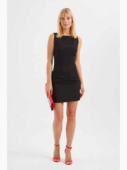 Mini-jurk met boothals en riemdetail hiccup - Kiabi