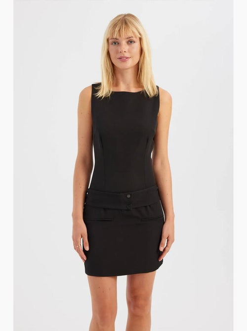 Mini-jurk met boothals en riemdetail hiccup - Kiabi