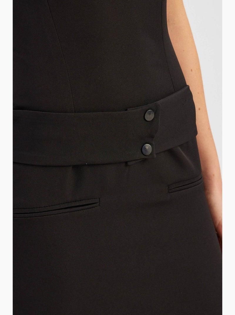 Mini-jurk met boothals en riemdetail hiccup Zwart - Kiabi
