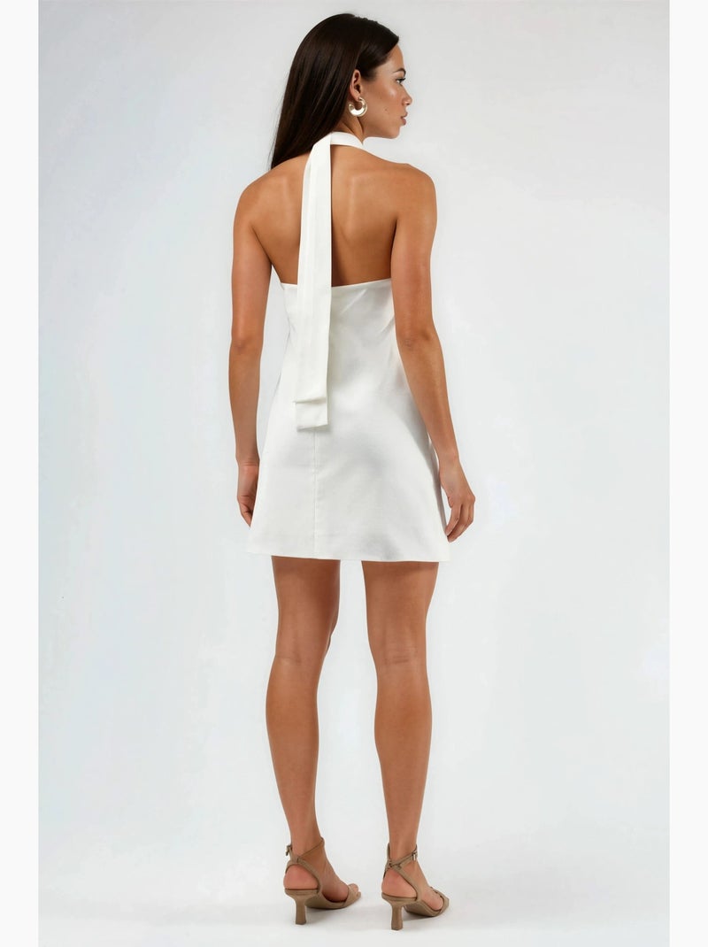 Mini-jurk met halterhals en open rug hiccup Wit - Kiabi