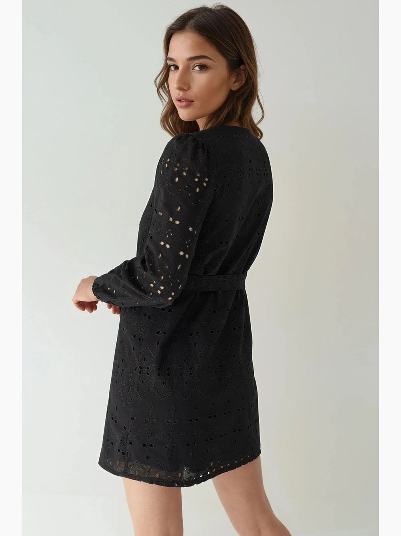 Mini-jurk met print en v-hals pika collection hiccup Zwart - Kiabi