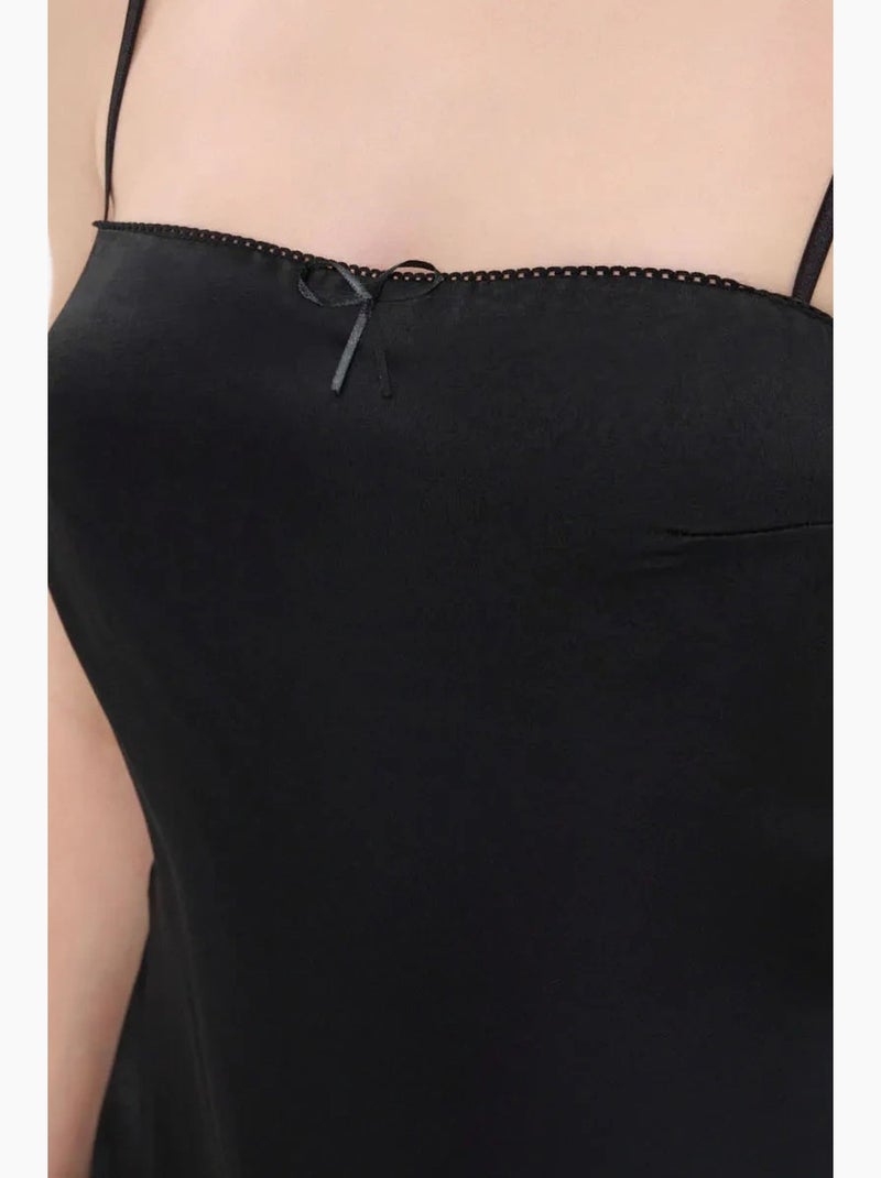 Mini-jurk met spaghettibandjes en strik aan de voorkant hiccup Zwart - Kiabi