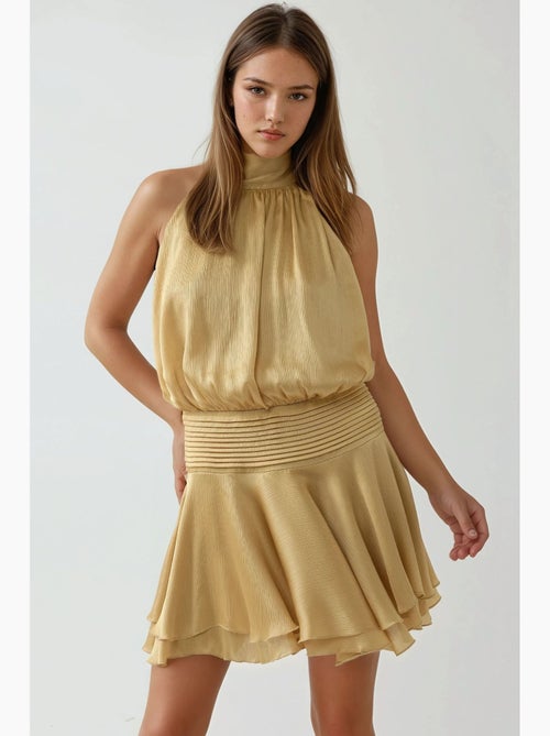 Mini-jurk met textuur en col hiccup - Kiabi Mini-jurk met textuur en col hiccup - Kiabi