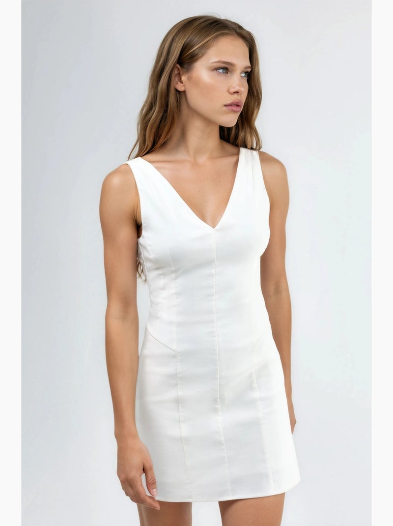 Mini-jurk met v-hals hiccup Gebroken wit - Kiabi