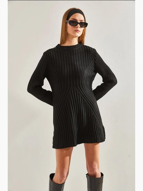 Mini-jurk van getextureerde knitwear met ronde hals lucci - Kiabi Mini-jurk van getextureerde knitwear met ronde hals lucci - Kiabi