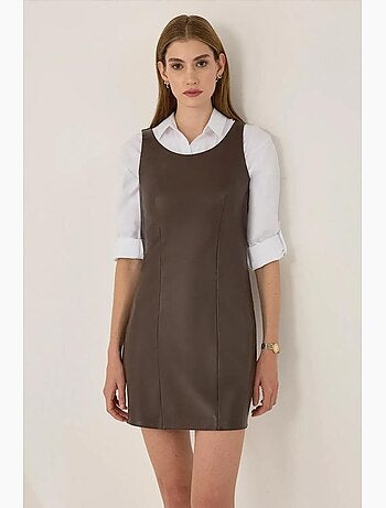 Mini-jurk van imitatieleer hiccup