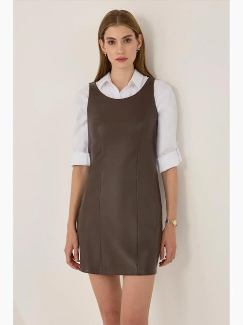 Mini-jurk van imitatieleer hiccup - Kiabi Mini-jurk van imitatieleer hiccup - Kiabi