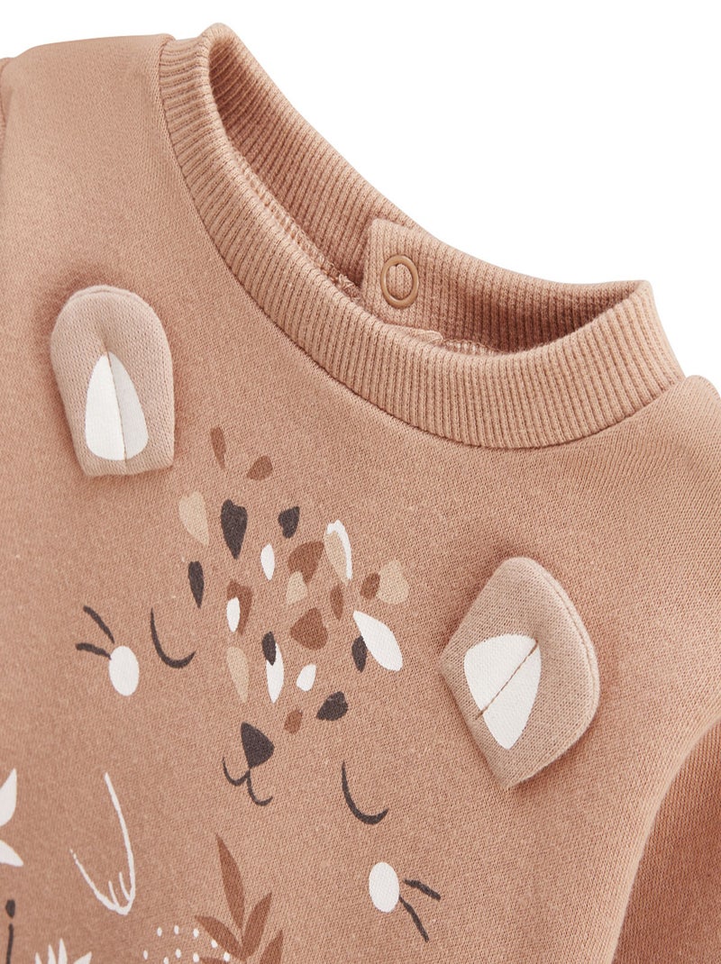 Mini Loutre babyset: sweatshirt en fleecebroek Bruin - Kiabi