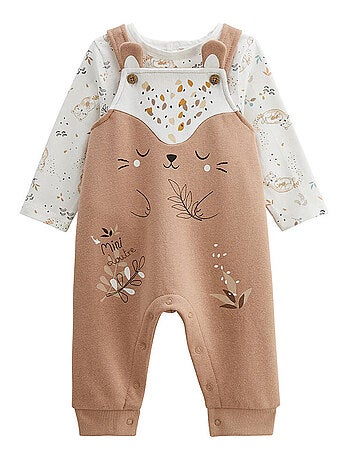 Mini loutre fleece babyoveralls en t-shirtset