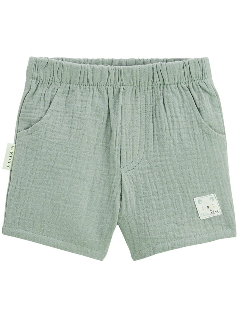 Mini Rêve babyset: t-shirt en short van katoenen gaas. Beige - Kiabi