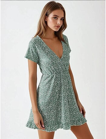 Mini robe à fleurs et col en v hiccup