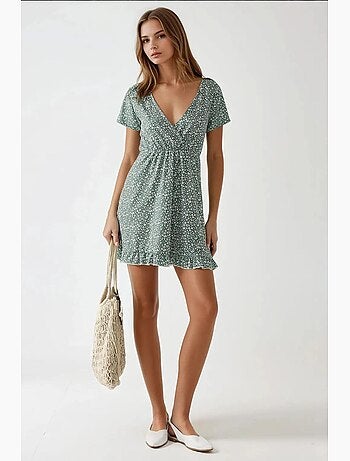 Mini robe à fleurs et col en v hiccup