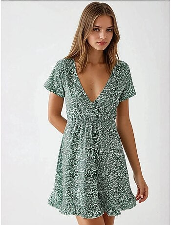 Mini robe à fleurs et col en v hiccup