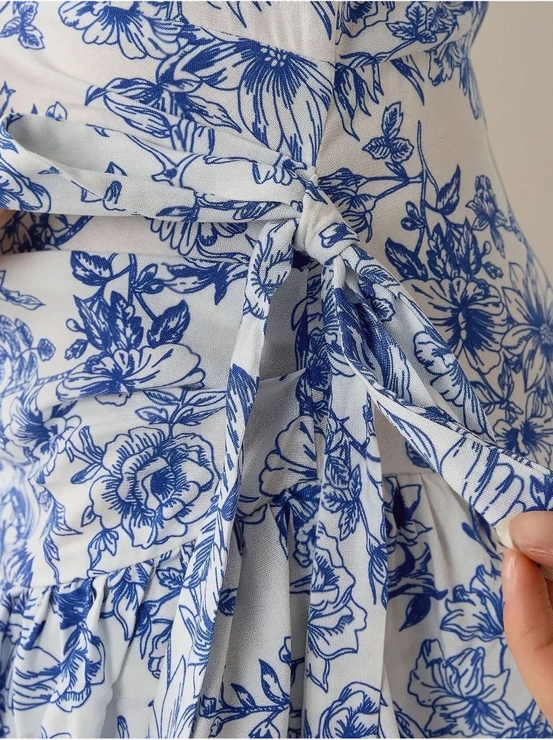 Mini-robe à motifs floraux Bleu - Kiabi