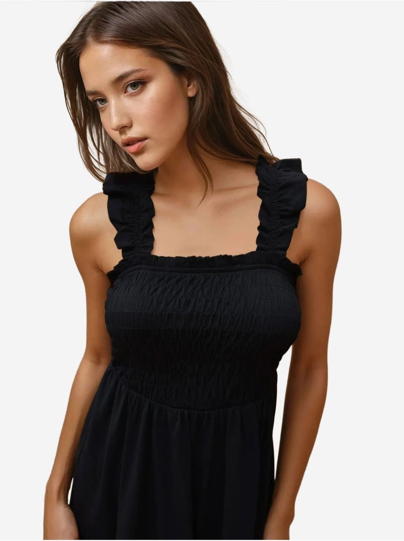 Mini-robe ajustée à col carré hiccup Noir - Kiabi