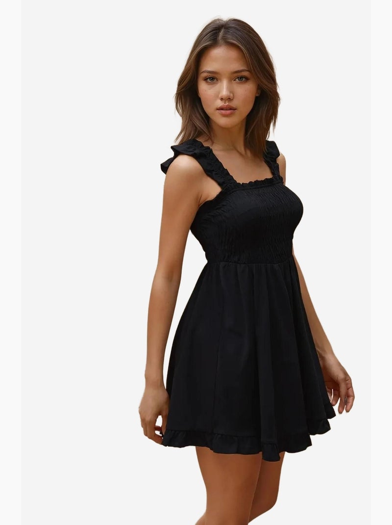 Mini-robe ajustée à col carré hiccup Noir - Kiabi