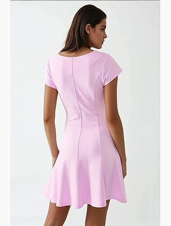 Mini-robe basique douce à col ras du cou élastique hiccup