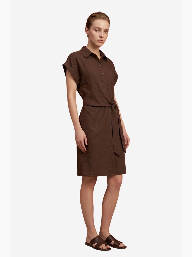 Mini robe-chemise en popeline de coton my fashion Marron - Kiabi