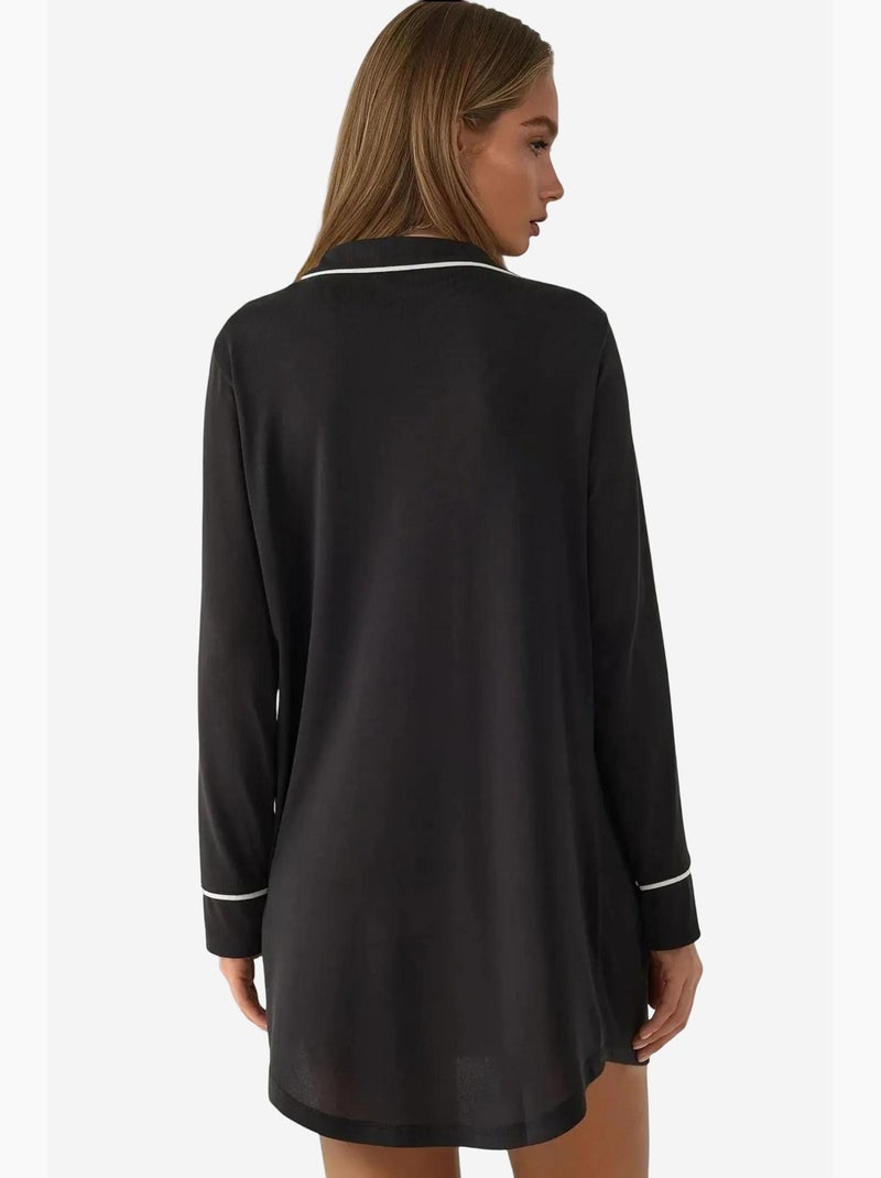 Mini-robe décontractée à col chemise hiccup Noir - Kiabi