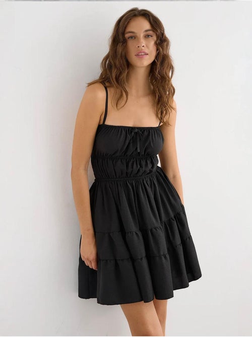 Mini-robe en coton avec détails noués - Kiabi Mini-robe en coton avec détails noués - Kiabi