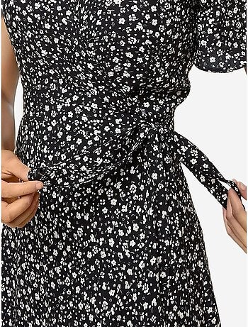 Mini-robe en viscose à col en v et motif fleuri hiccup