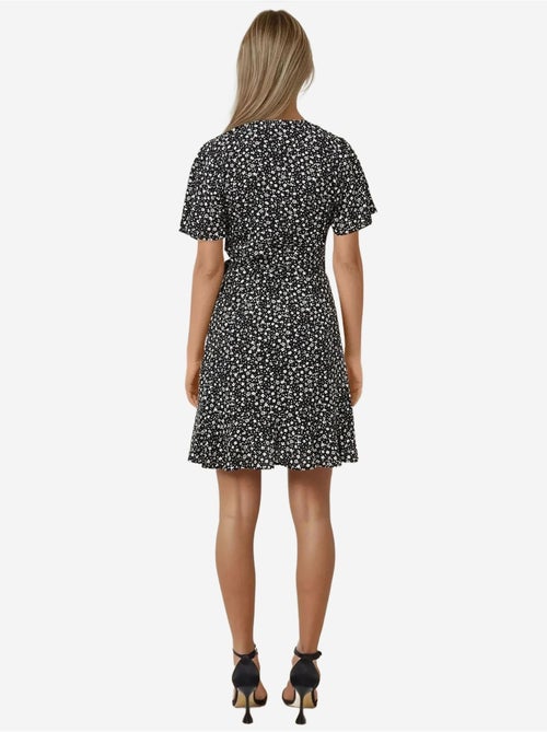 Mini-robe en viscose à col en v et motif fleuri hiccup - Kiabi Mini-robe en viscose à col en v et motif fleuri hiccup - Kiabi
