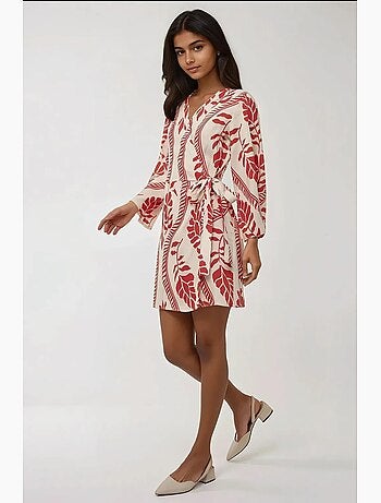 Mini-robe fleurie à col en v hiccup