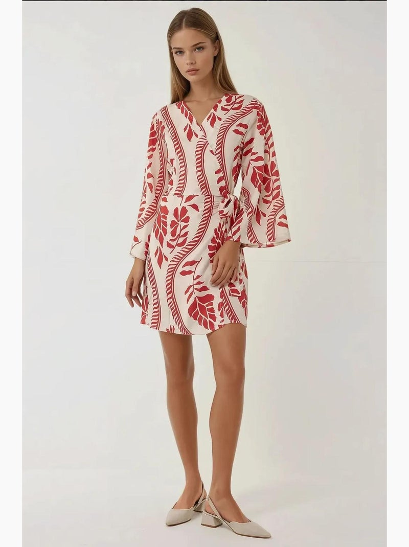 Mini-robe fleurie à col en v hiccup Multicolore - Kiabi